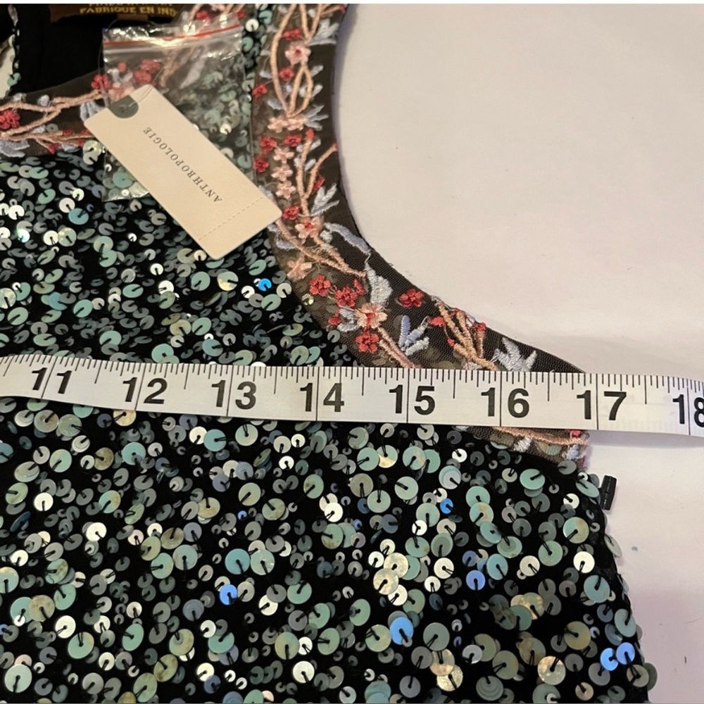 🪩NWT Anthropologie Astronomy Sequin Dress by Varun Bahl Embroidered Top Size 4 - Picture 10 of 13